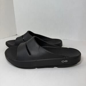 OOFOS OOahh Recovery Slide Sandals Black Size Men's 7 Women's 9